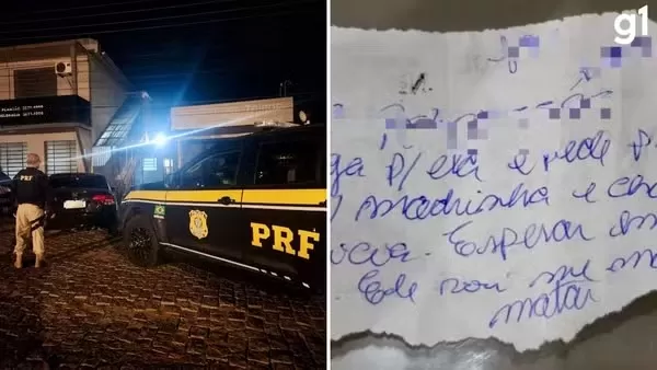 Mulher mantida em cárcere privado é resgatada após deixar bilhete em posto de combustível — Foto: Divulgação/PRF