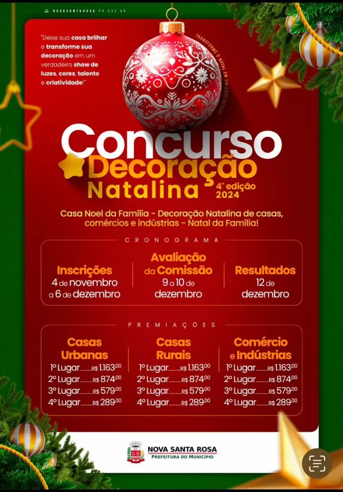 Última semana para realizar sua inscrição para participar de mais uma edição do Concurso de decoração Natalina: 4ª edição “Casa Noel da Família”