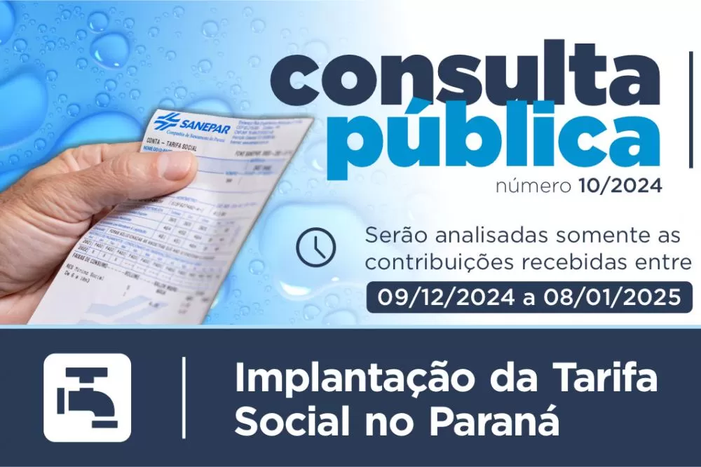 Agepar disponibiliza consulta sobre implantação da Tarifa Social de saneamento Foto: Agepar