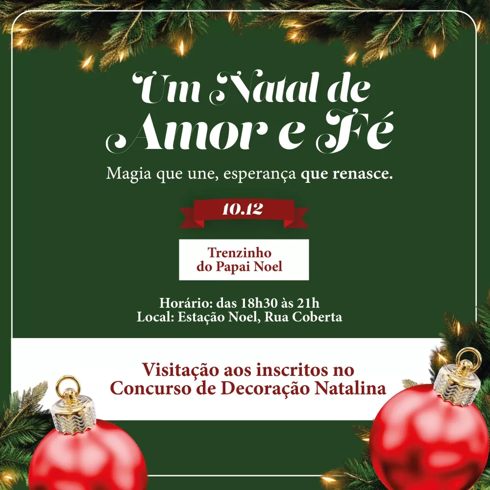 Inscritos no Concurso de Decoração Natalina ‘Um Natal de amor e fé’ serão avaliados hoje