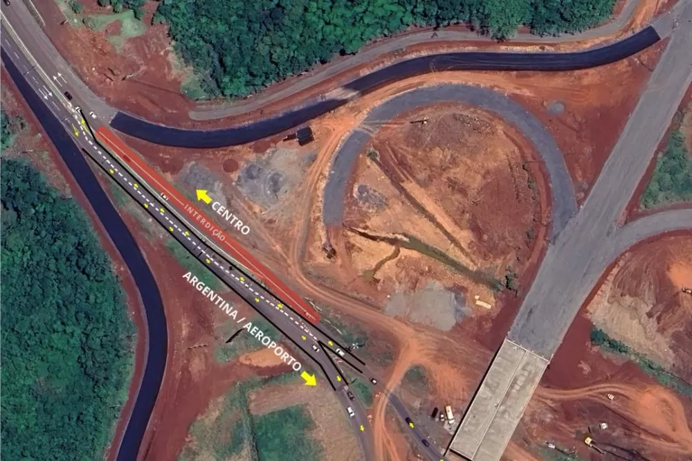 Entroncamento entre BR-469 e Perimetral Leste de Foz do Iguaçu tem nova mudança Foto: DER-PR