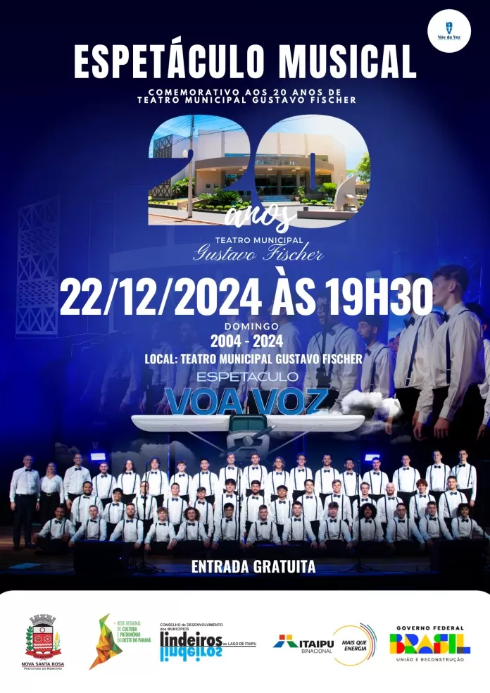 Domingo, (22/12) acontece o Espetáculo Musical VOA VOZ em Nova Santa Rosa