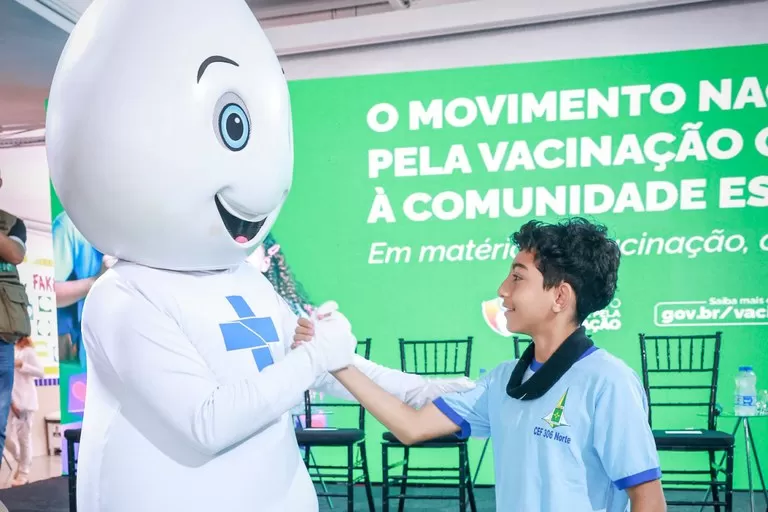 Zé Gotinha foi recuperado como um dos símbolos da importância da vacinação no país. Foto: Walterson Rosa/MS