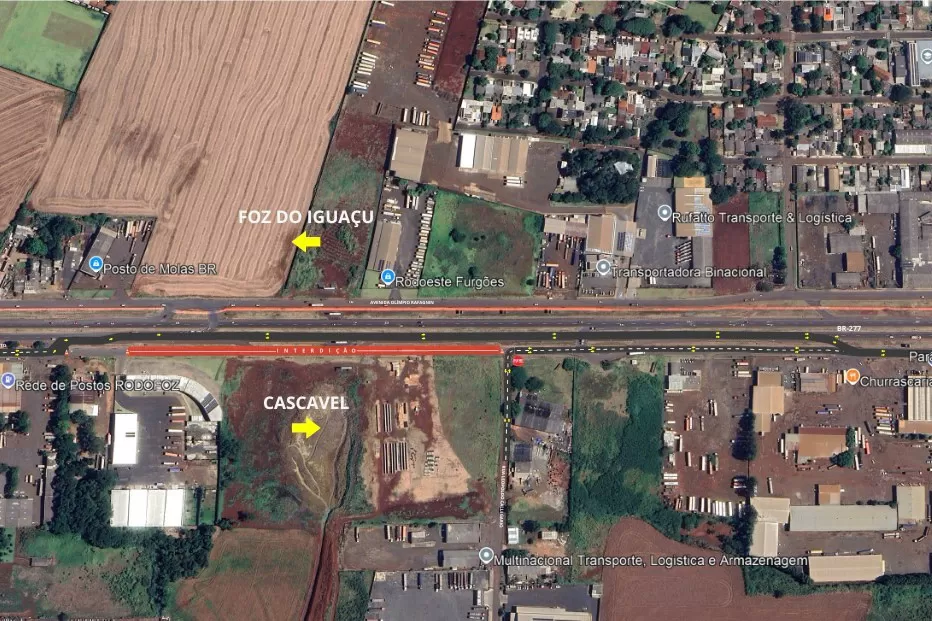 Via marginal da BR-277 em Foz do Iguaçu será interditada para avanço da Perimetral Foto: DER-PR