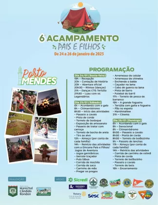 Divulgada a programação completa do 6º Acampamento Pais e Filhos