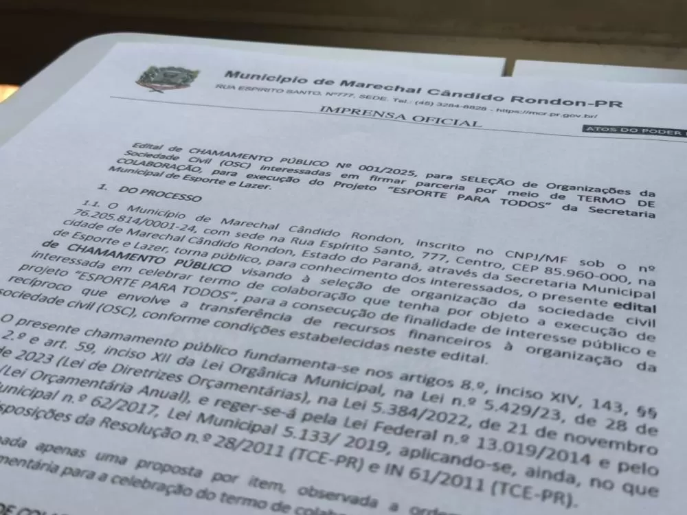Organizações da Sociedade Civil de Marechal Rondon são convidadas a aderir ao projeto “Esporte para Todos” 
