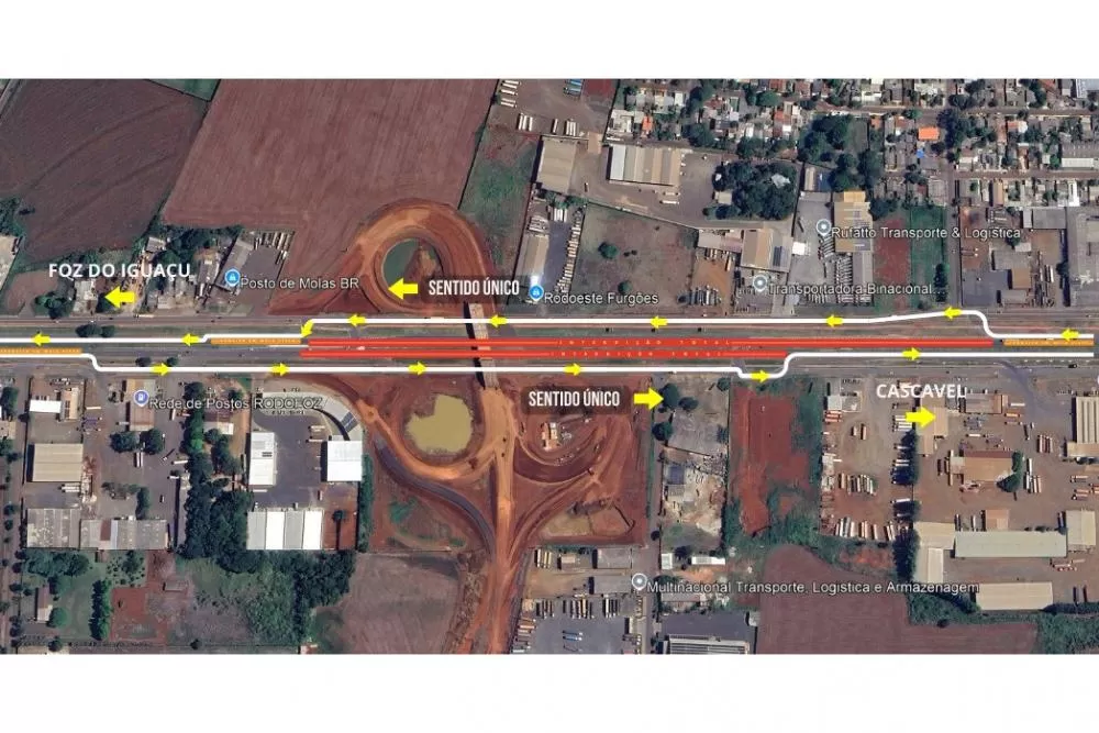 BR-277 será bloqueada em Foz do Iguaçu nesta terça-feira para avanço em obra de novo viaduto Foto: DER-PR