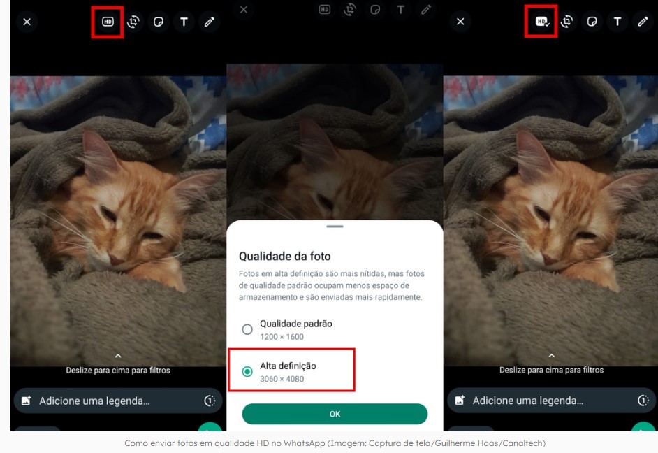 Como enviar fotos em qualidade HD no WhatsApp (Imagem: Captura de tela/Guilherme Haas/Canaltech)