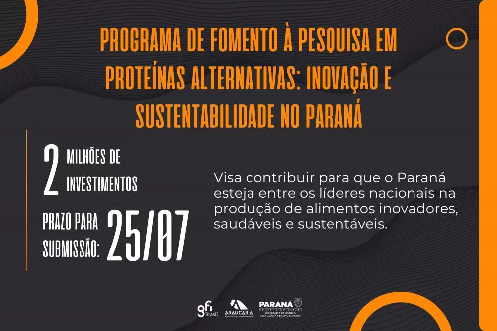 Programa de pesquisa em proteínas alternativas terá investimentos de R$ 2 milhões Foto: Fundação Araucária