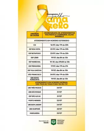 Campanha Julho Amarelo de incentivo a prevenção das hepatites virais