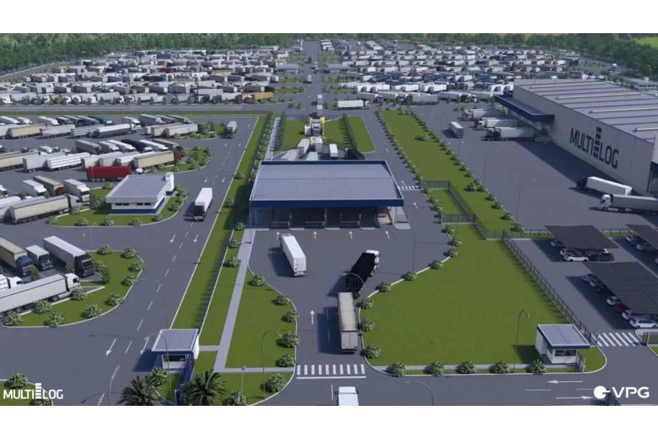 Projeto do novo Porto Seco de Foz do Iguaçu: complexo vai duplicar a movimentação de cargas na Tríplice Fronteira. Foto: Divulgação Multilog