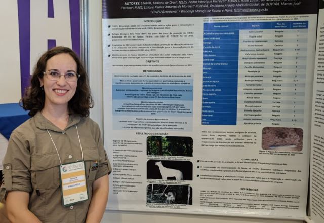 Fabiana Stamm apresentou banner sobre trabalho desenvolvido no Refúgio. Foto: Arquivo Pessoal