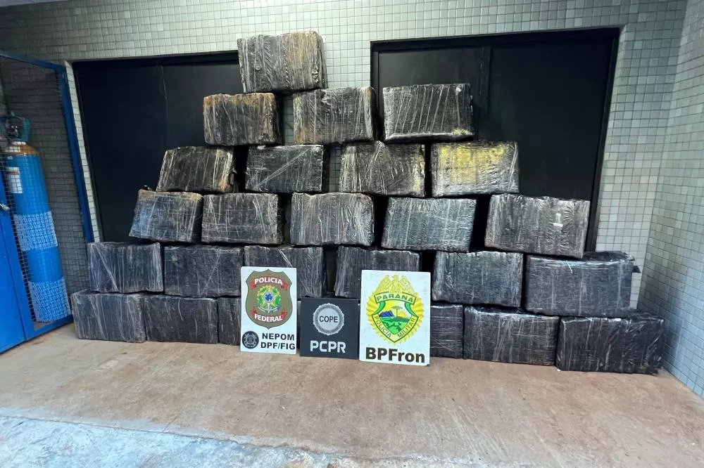 Ação policial integrada resulta na apreensão de 732 kg de maconha em Foz do Iguaçu Foto: SESP