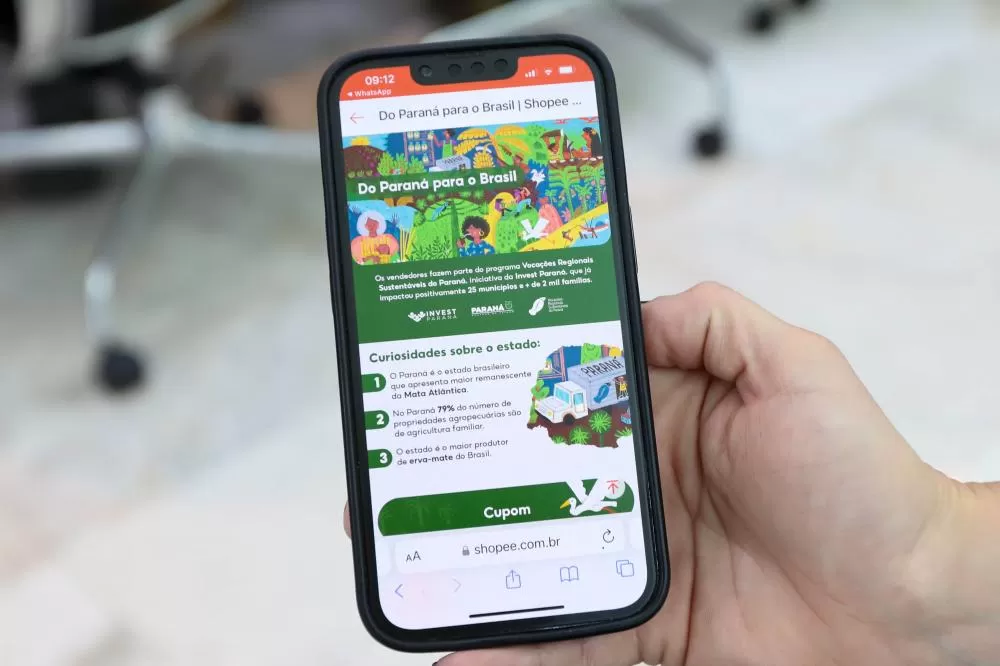 O governador Carlos Massa Ratinho Junior participa nesta quinta-feira (10) de reunião da com produtores e representantres da Shopee Foto: INVEST PARANÁ