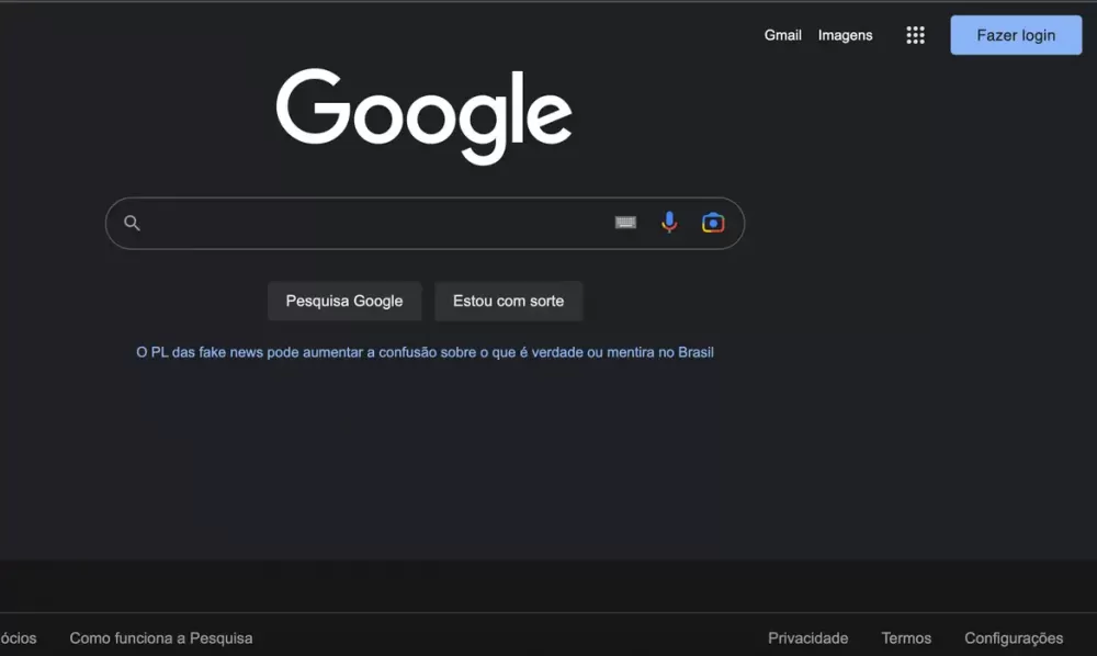 Print da página principal do Google