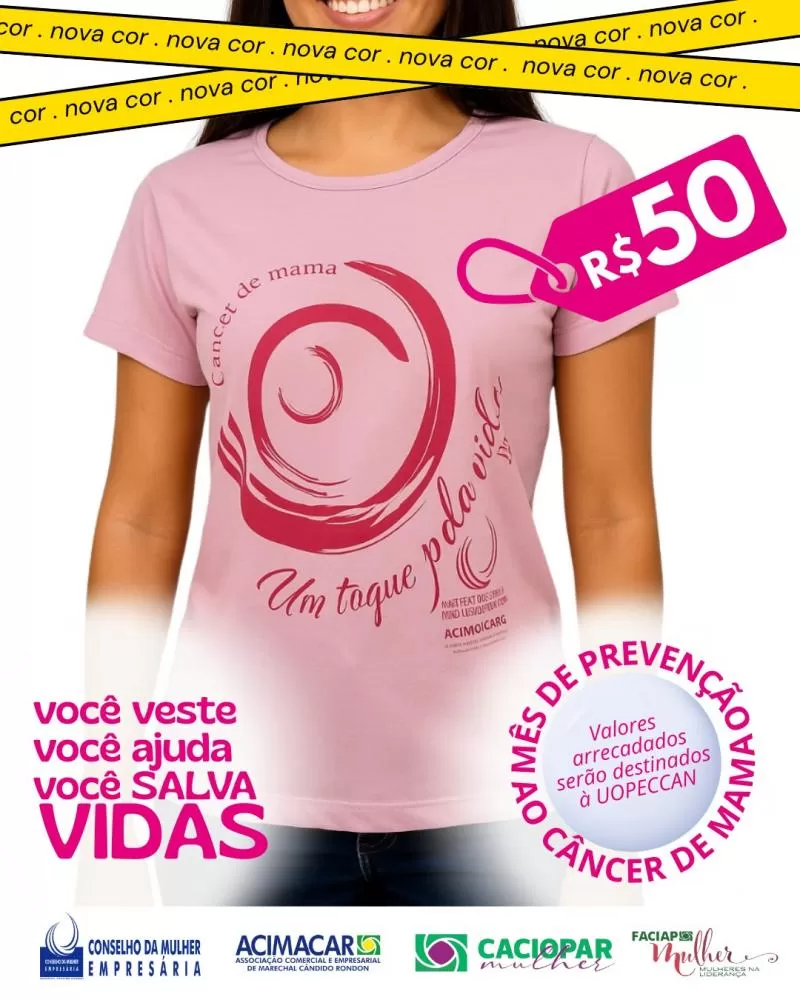 Um toque pela vida: camisetas do Outubro Rosa seguem à venda em Marechal Cândido Rondon