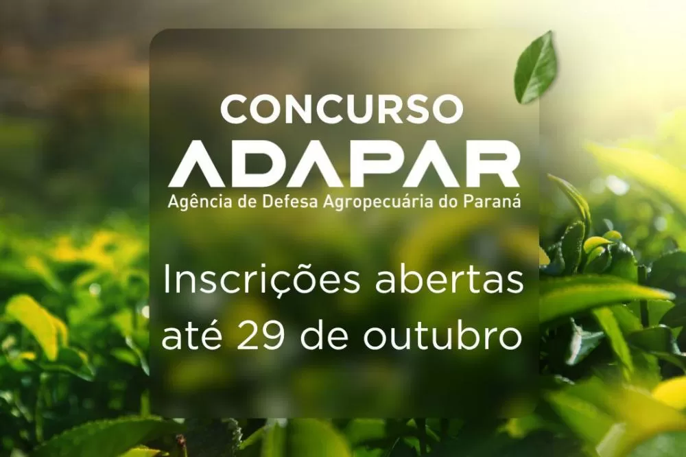 Inscrições para novo concurso público da Adapar terminam no dia 29 de outubro Foto: ADAPAR