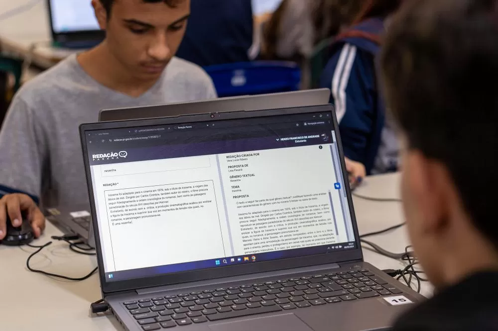Com IA, rede estadual intensifica preparação de alunos para o Enem com o Redação Paraná Foto: Lucas Fermin/SEED