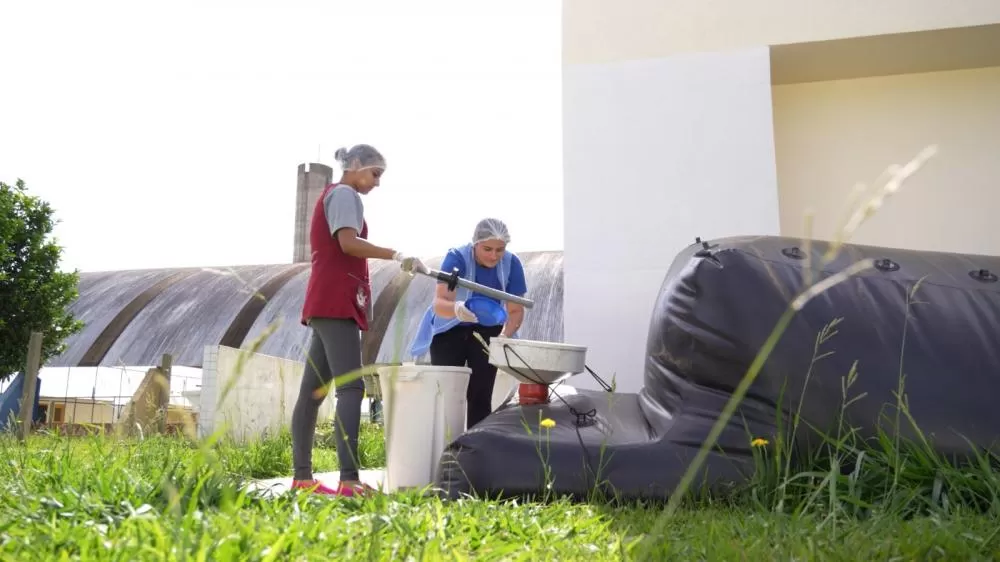 Biodigestor doméstico do Programa Itaipu Mais que Energia utilizado em escola. Imagem: captação de vídeo/Video Up.