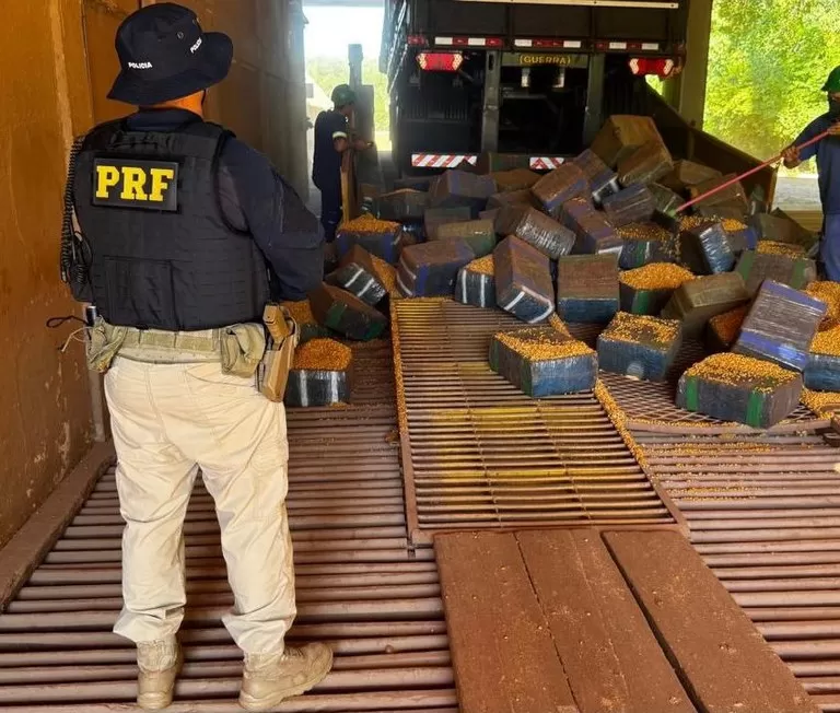 PRF apreende mais de 2,5 toneladas de maconha na BR-163 em Guaíra (PR)