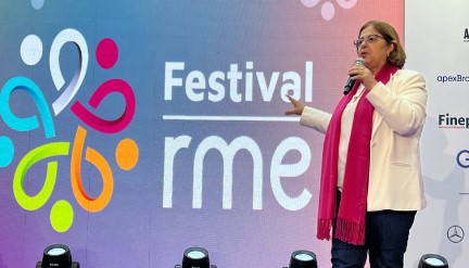 A ministra das Mulheres, Cida Gonçalves, no lançamento. Foto: divulgação