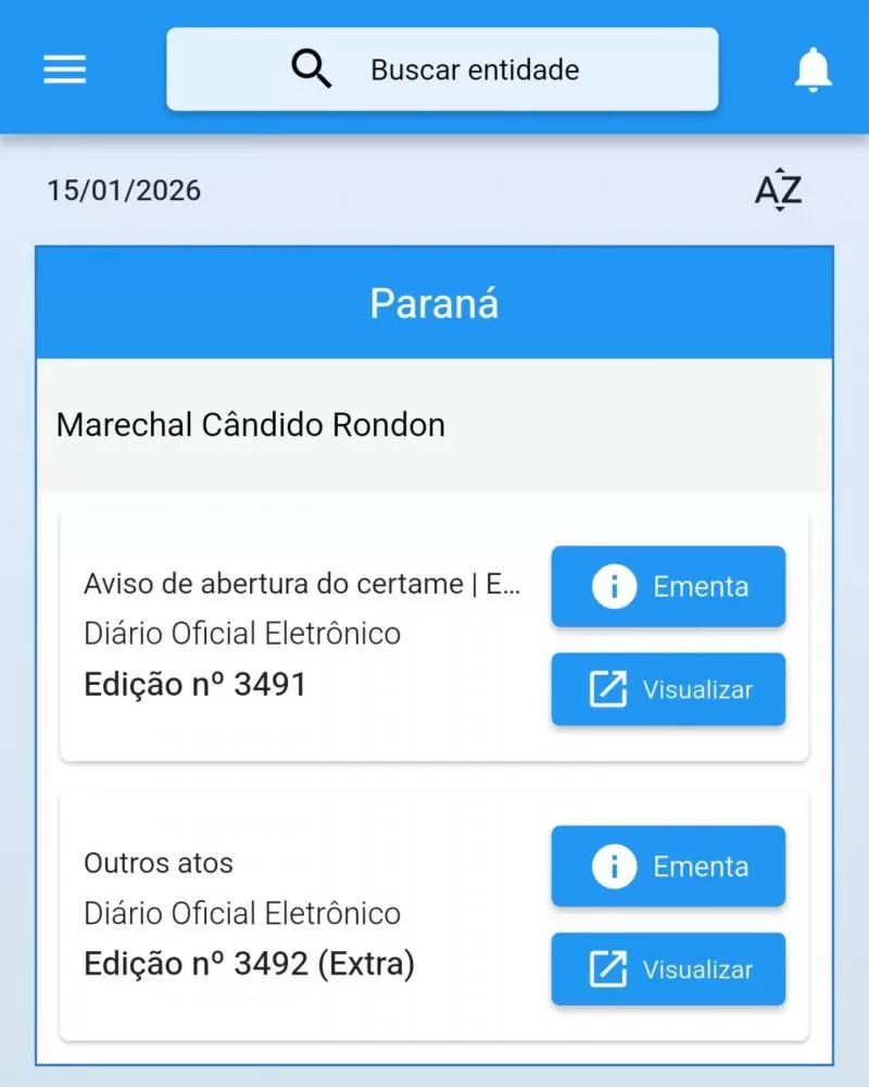 Diário Oficial de Marechal Cândido Rondon também está disponível em aplicativo