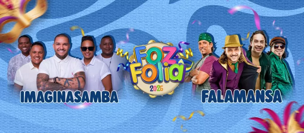 De 13 a 17 de fevereiro, na Praça da Paz, venha curtir o FozFolia 2026, o melhor Carnaval da tríplice fronteira