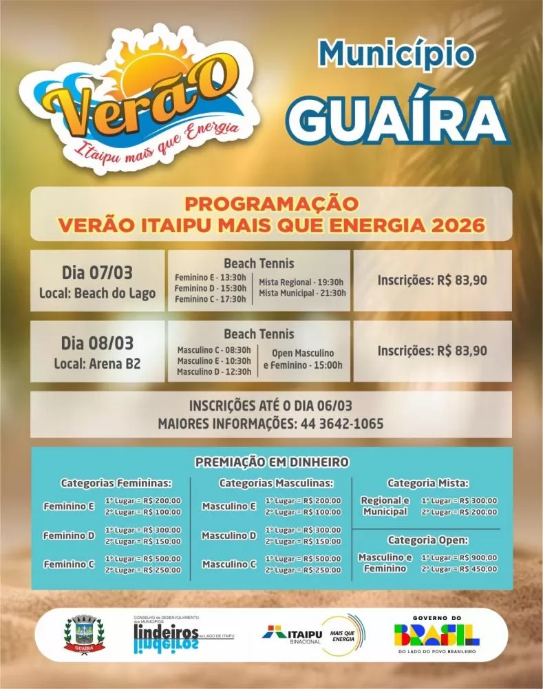 Verão Itaipu Mais que Energia leva esporte e cultura a mais três municípios