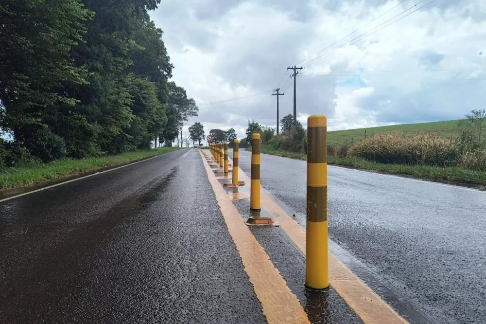 Reforços da sinalização da PR-281 entre São João e São Jorge d'Oeste Foto: DER