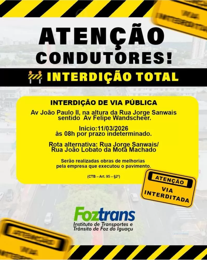 📣 AVISO DE INTERDIÇÃO DE VIA