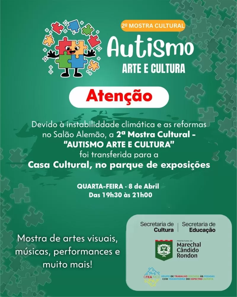 2ª Mostra Cultural “Autismo, Arte e Cultura” acontece nesta quarta-feira na Casa Cultural