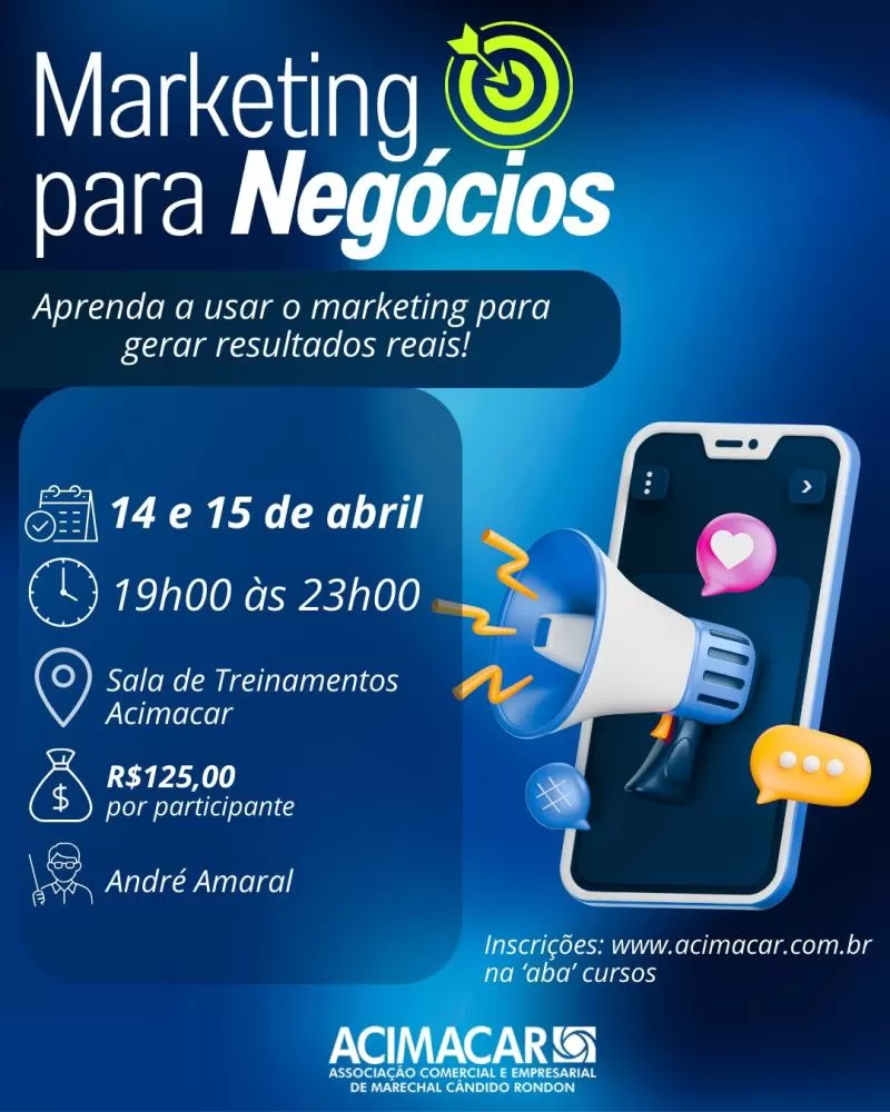 Acimacar promove curso de marketing para impulsionar resultados nos negócios
