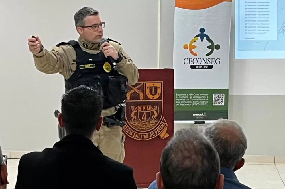 Forças de segurança promovem encontro comunitário para fortalecer ações integradas em Maringá Foto: SESP