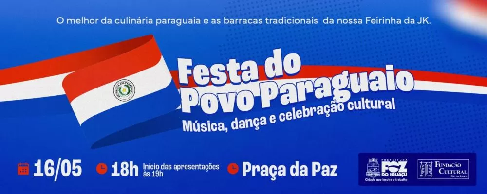 Festa do Povo Paraguaio será neste sábado (16) na Praça da Paz em conjunto com uma edição especial noturna da feirinha da JK