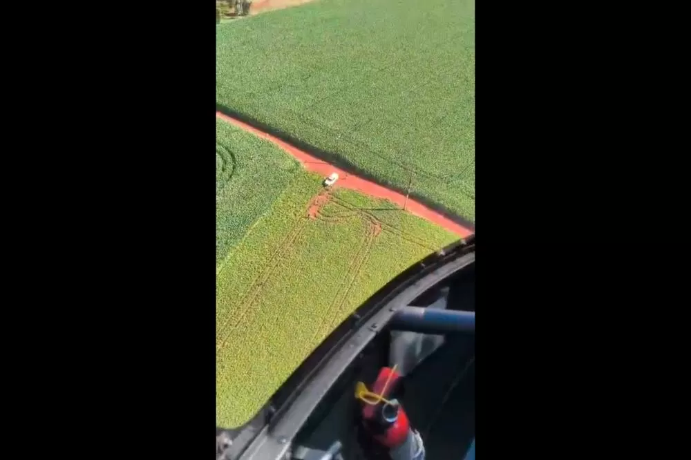 Helicóptero da PMPR localiza em Cascavel suspeitos de latrocínio em Santa Catarina Foto: Reprodução/PMPR