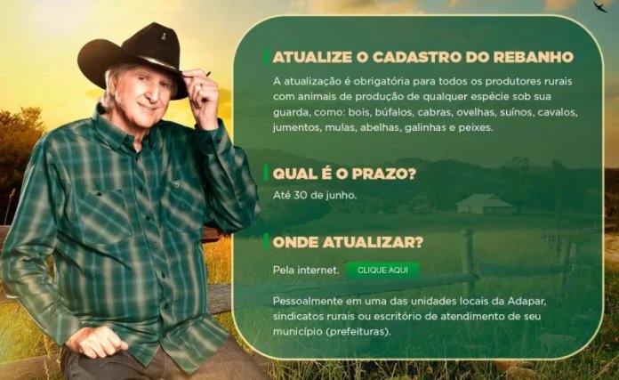 Campanha de atualização do cadastro de todos os animais de uma propriedade rural