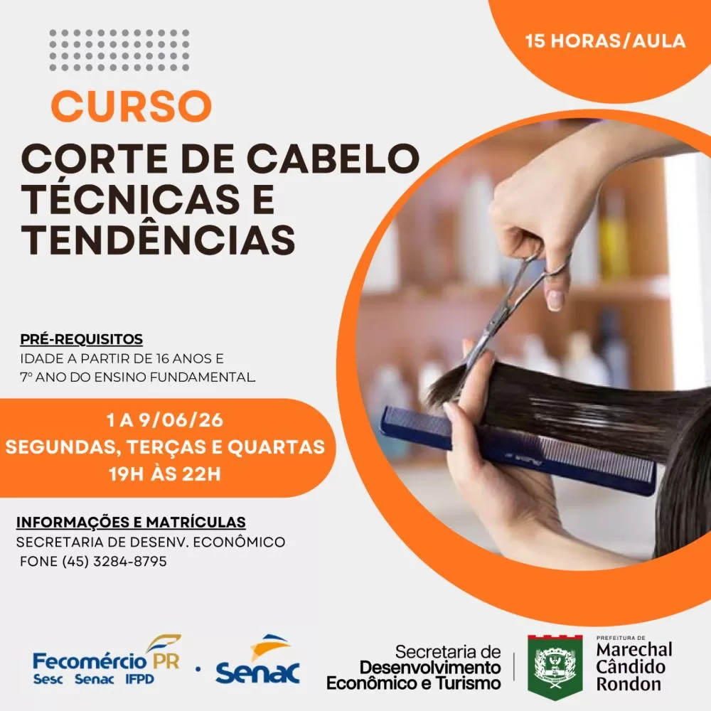 Inscrições abertas para o curso de “Corte de Cabelo – Técnicas e Tendências”