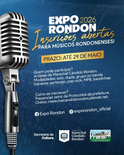 Músicos rondonenses interessados em se apresentar na Expo Rondon 2026 devem se inscrever até sexta-feira