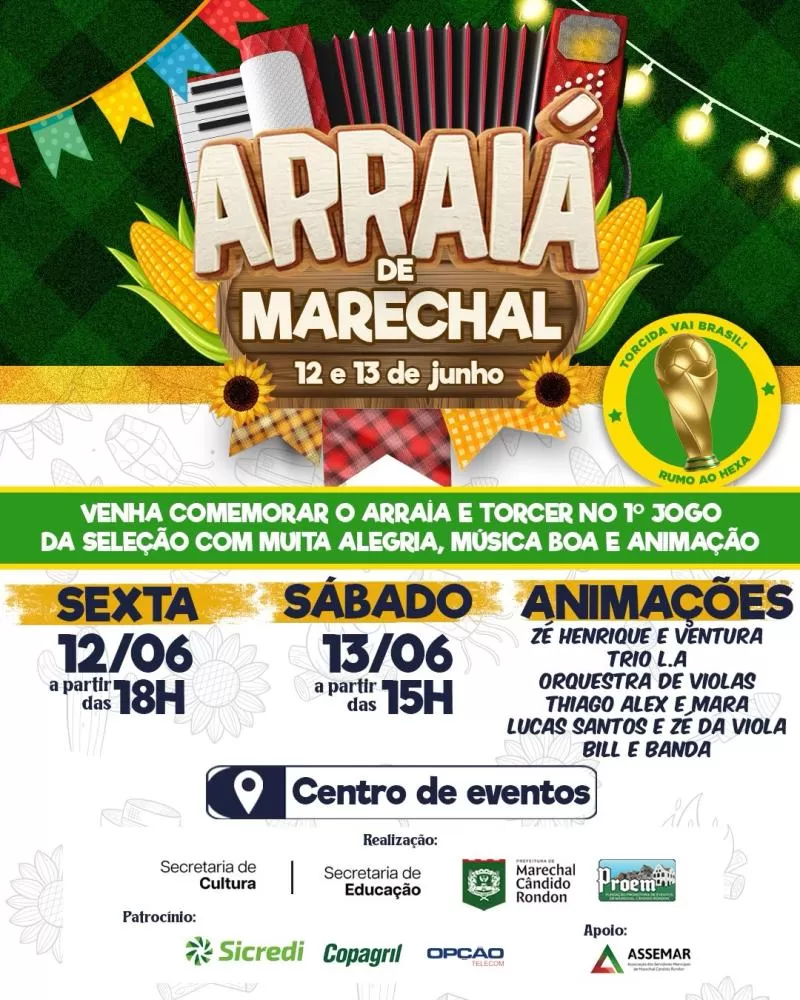 Arraiá de Marechal acontece nos dias 12 e 13 de junho