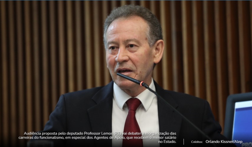 Audiência proposta pelo deputado Professor Lemos (PT) vai debater a reorganização das carreiras do funcionalismo, em especial dos Agentes de Apoio, que recebem o menor salário no Estado.Créditos:Orlando Kissner/Alep
