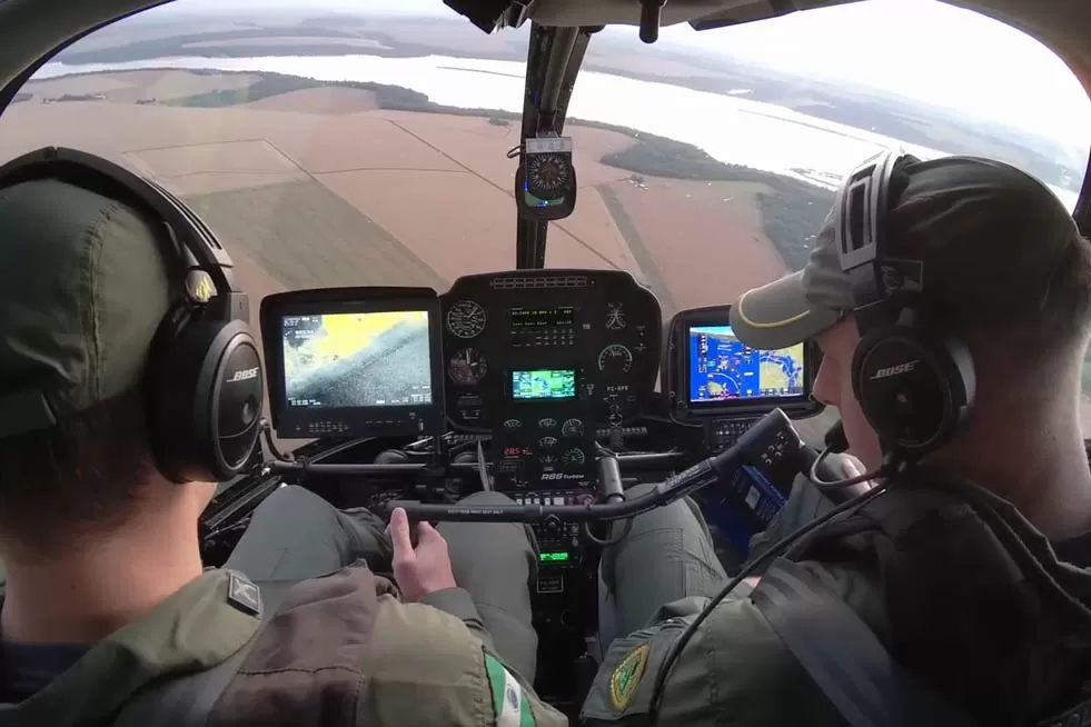 Sensor de helicóptero da PM encontra mulher desaparecida em Guaíra Foto: PMPR