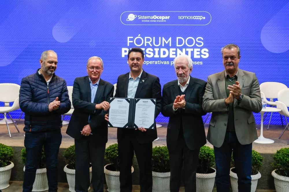 O governador Carlos Massa Ratinho Junior participou nesta terça-feira (29) do Fórum dos Presidentes das Cooperativas Paranaenses, promovido pelo Sistema Ocepar (Organização das Cooperativas do Estado do Paraná). Foto: Gabriel Rosa/AEN