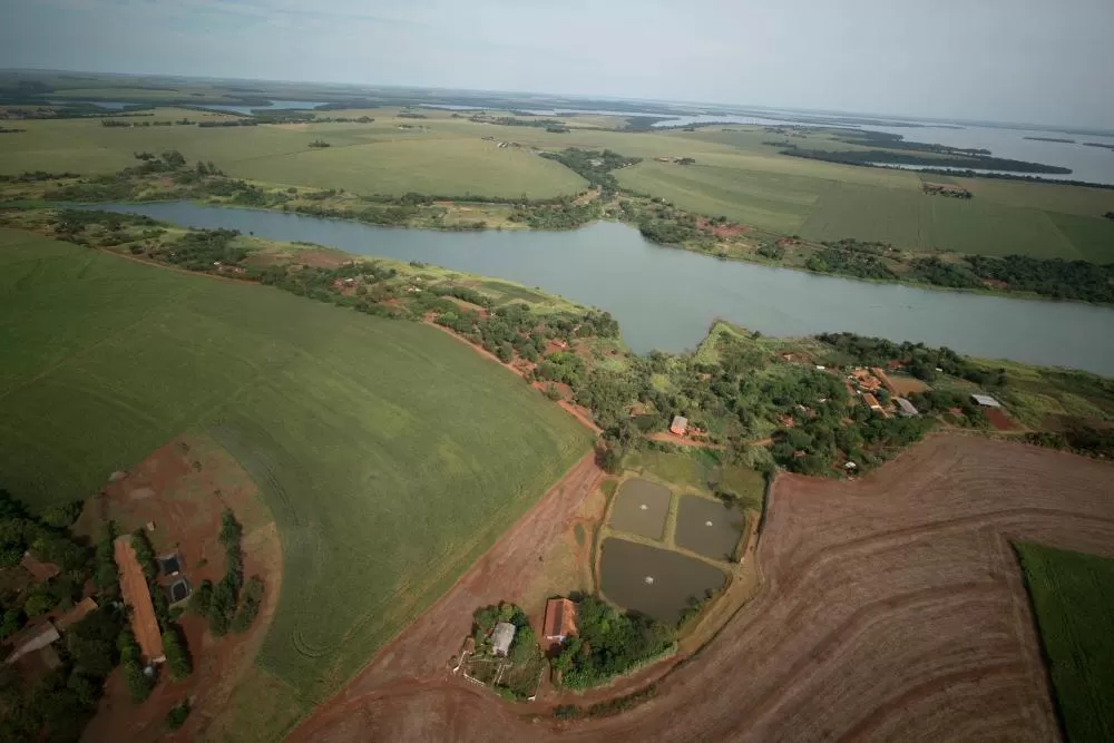 Foto: Vista aérea da aldeia do Ocoy. Foto: Alexandre Marchetti/Itaipu Binacional