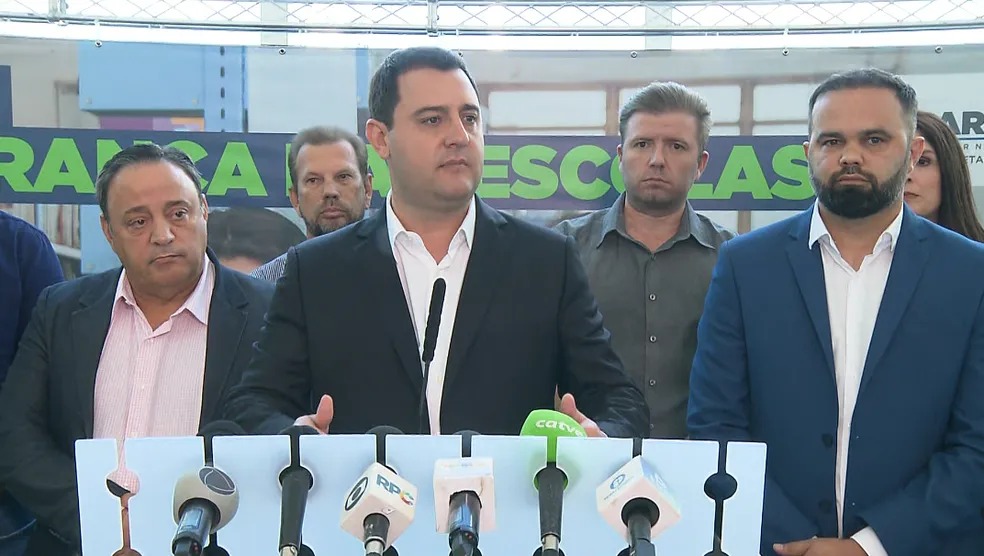 Governador Ratinho Junior anuncia 5,6 mil policiais para reforçar segurança na rede estadual de educação (Foto: Reprodução/RPC)