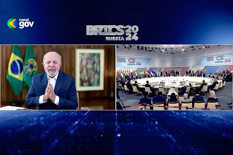 “As exportações brasileiras para os países do Brics cresceram doze vezes entre 2003 e 2023”, afirmou Lula Foto: Reprodução / Canal Gov