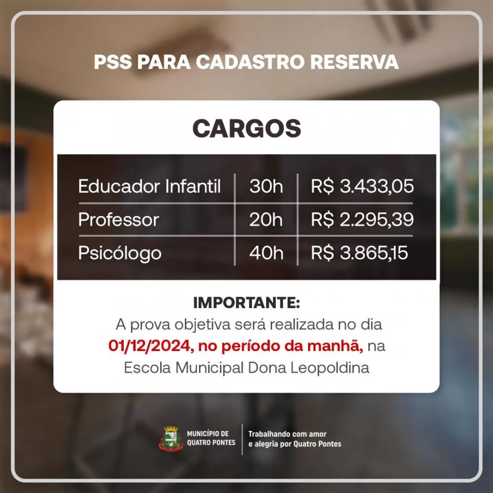 Inscrições ao PSS para cadastro reserva são prorrogadas até dia 19