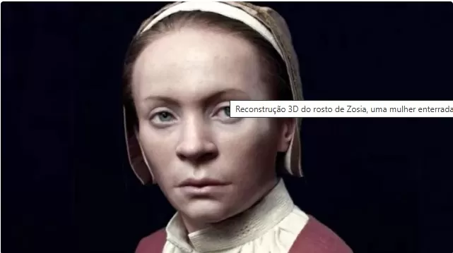  Reconstrução 3D do rosto de Zosia, uma mulher enterrada no século 17 com rituais “anti-vampíricos” na Polônia Imagem: Oscar Nilsson/Project Pien/Handout/Reuters