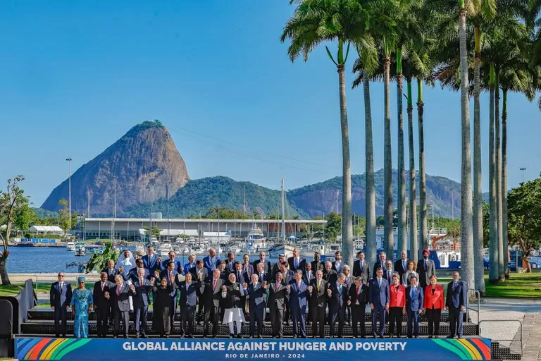 Foto de família dos líderes do G20 no Rio de Janeiro. Consensos contemplam as prioridades brasileiras na presidência do grupo. Foto: Ricardo Stuckert / PR